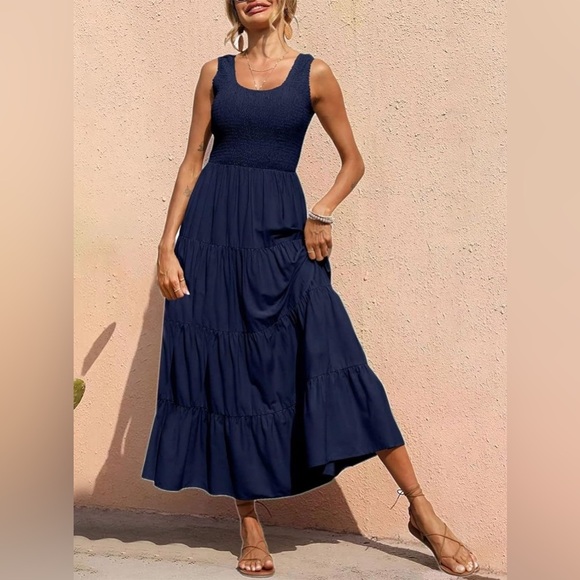 Sleeveless Maxi Dress - Tiered and Smocked - Picture 1 of 4